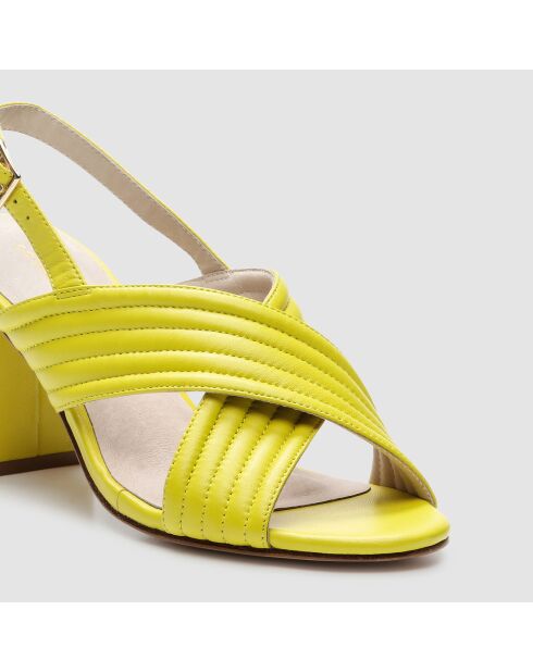 Sandales en Cuir Hilin jaunes - Talon 7 cm